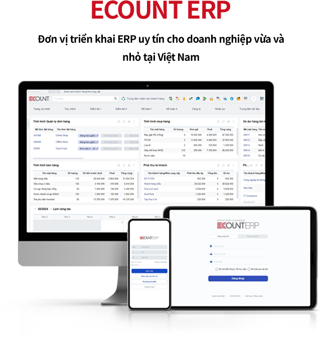 Đơn vị triển khai phần mềm ERP uy tín ECOUNT Phần mềm ERP ECOUNT giao diện đơn giản, dễ dàng sử dụng